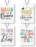 Inspirational Spanish Christian Car Air Freshener 4 Pcs, Encouragement Spanish Bible Verse Hanging Air Freshener for Cars Closet Drawer Books, Christian Religious Car Accessories for Women Kids