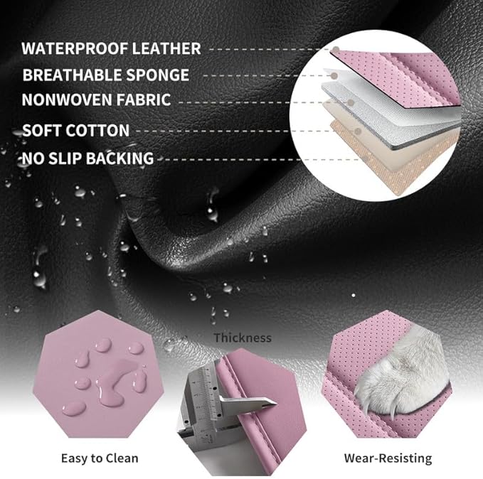 Car Seat Covers Full Set Custom Fit for Chevy Trax 2015-2025 - Premium Leather with Lumbar Support, Breathable, Anti-Slip & Excellent Seating Experience (Pink, Full Set)