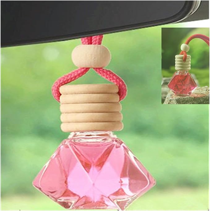 Red Car Air Freshener 8ML Car Perfume Glass Pendant 2PCS with 20ML Spare Natural Perfume Decoration Car Perfume Air Freshener(Lover)