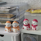 Christmas Car Air Freshener Snowman Couple - Pre-Scented Plaster Dashboard Diffuser, Add Your Oils Later, Festive Cute Car Decor Ornament Set of 2 for Truck Van (black, NO.5)