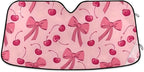 Bow Cherry Pink Windshield Sun Shade Blocks UV Rays Sun Visor Protector Sunshade Accordion Folding Sun Reflector Auto for Car Truck SUV to Keep Your Vehicle Cool