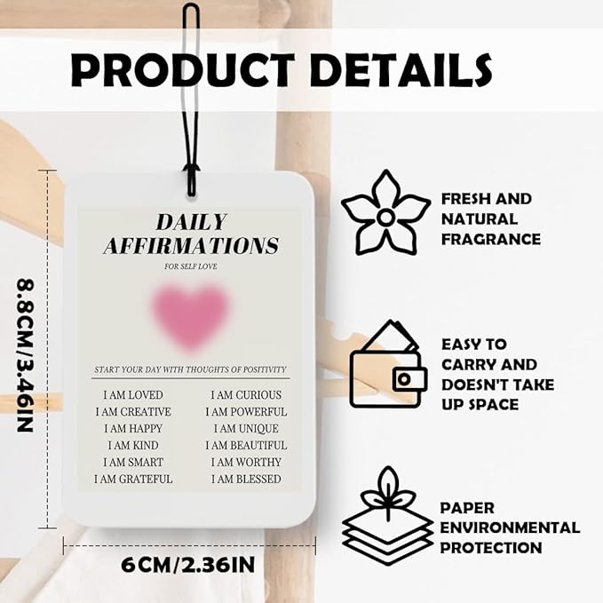 Cute Pink Butterfly Aura Car Air Freshener 4 Pcs, Funky Y2K Inspirational Daily Affirmations Air Freshener Hanging Decor for Cars Closet Drawer Books Accessories Gifts