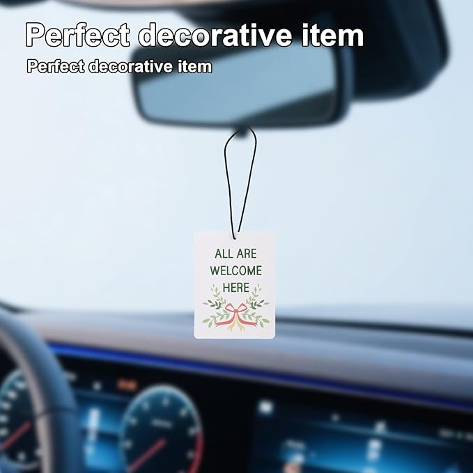 4pcs Green Christian Car Air Freshener, Portable Religious Cute Hanging Decor Floral Bible Verses Car Hanging Air Freshener for Women Girls Closet Drawer Auto Accessories (4 Styles)