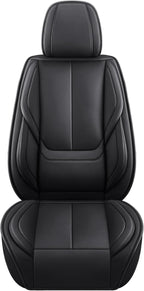 Black Car Seat Cover with Lumbar Support, Car Seat Protector Waterproof, Nappa Leather Car Seat Cushion, Car Seat Covers Front Seats and Back Fit for Most Cars