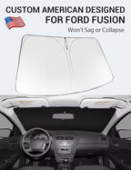 Proadsy 2026 Upgrade Windshield Sun Shade Custom Fit 2006-2012 Ford Fusion Foldable Front Sunshade Protector Sun Visor Blocks UV Rays Keep Car Cooler