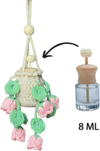 Handmade Crochet Hanging Essential Oil Diffuser Plant for Car Air Freshener | Cute Décor Knitted Succulent Fresheners for Refillable Scent Oils Holder Deffusers (Bellflower)