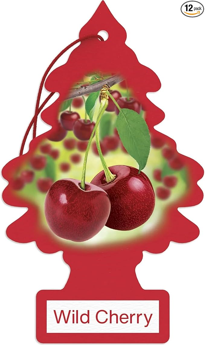 LITTLE TREES Car Air Freshener | Hanging Paper Tree for Home or Car | Wild Cherry | 12 Pack