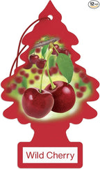 LITTLE TREES Car Air Freshener | Hanging Paper Tree for Home or Car | Wild Cherry | 12 Pack