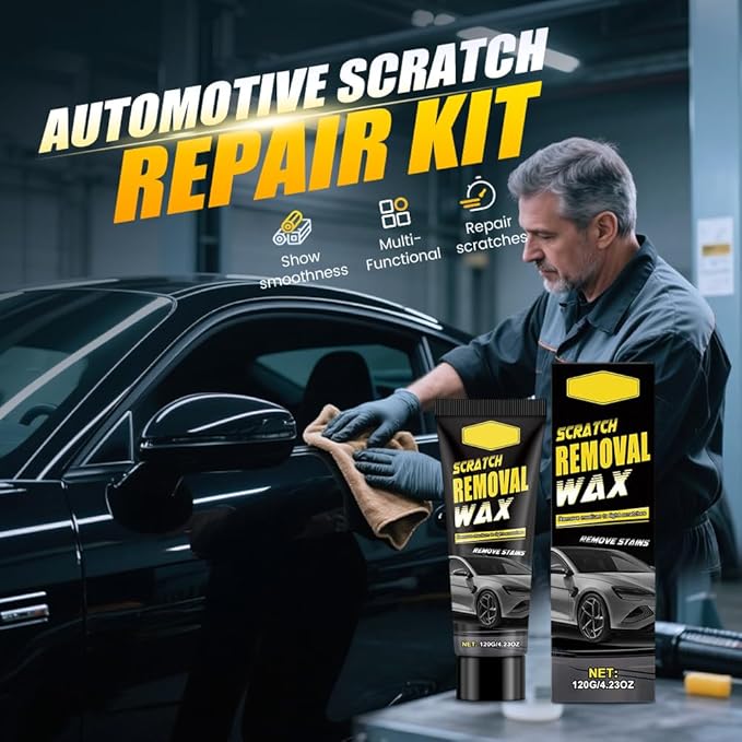 Car Scratch Removal Wax, Remove Medium and Light Scratches, Upgrade Scratch Repair Polishing Wax, Professional Car Scratch Remover Paste with Towel & Sponge (1 Set)