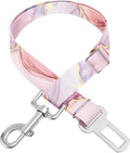 Adjustable pet cat and Dog car seat Belt，The Lanyard is Flexible and Adjustable from 20 to 33 inches (Pink Marble)