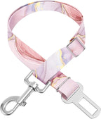 Adjustable pet cat and Dog car seat Belt，The Lanyard is Flexible and Adjustable from 20 to 33 inches (Pink Marble)