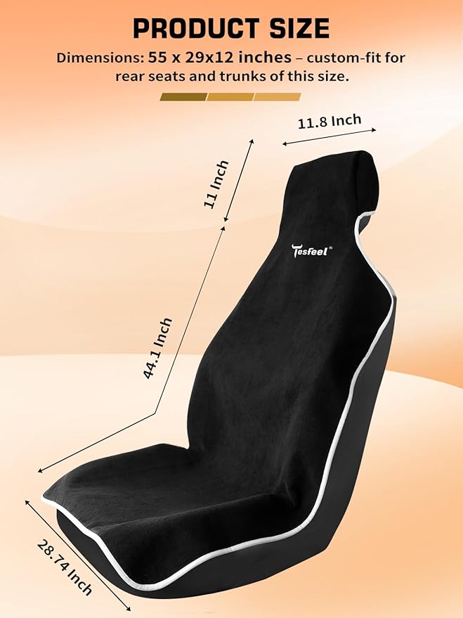 Car Seat Cover Towel, Waterproof Terry Cloth Car Seat Cover Universal Fit for Cars, SUVs, Pickups, Washable Car Seat Protector Brand Customized(Black,2pcs)