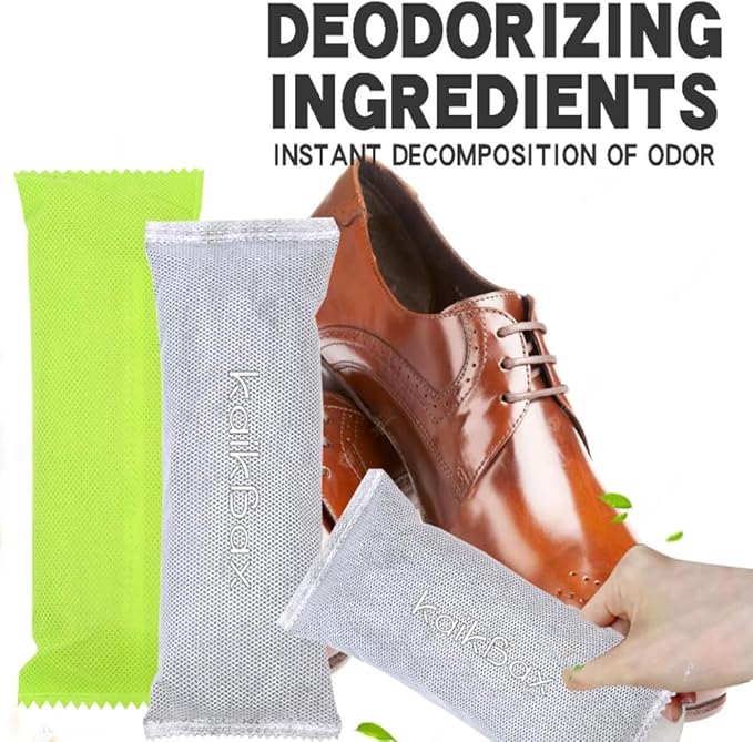8Pack Natural Activated Charcoal Shoe Deodorizer Bags inserts; Shoe Odor Absorber; Home or Car Odor Eliminator; Car Air Freshener;Air Purifying Bag for Home,Car,Closet,Basement,Pets