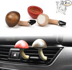 JSCARLIFE Natural Wood Mushroom Car Air Freshener for Air Vent - Premium Ash Wood & Black Walnut, Natural Scents (Lemon/Lavender/Vanilla), 2PCS Set - Chemical-Free, Long-Lasting Fragrance