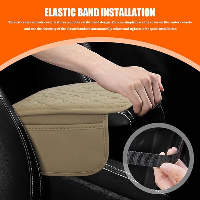 Leopard Cheetah Print African Animal Hunting Auto Center Console Armrest Pad, Car Center Console Cover, Auto Accessories Soft Comfort Armrest Cover Cushion Mat for Most Cars (Beige-K3)