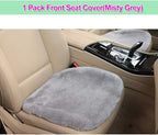 OGLAND 20 inchs Fluffy Shearling Sheepskin Car Seat Cover for Auto Interior Accessories with Soft Fuzzy Wool Eco-Friendly Natural Fur Non-Slip (Misty Gray, Front)