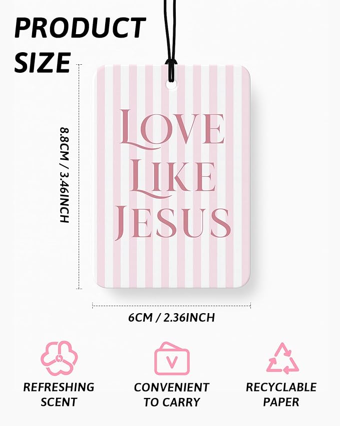 Coquette Pink Christian Car Air Freshener 4 Pcs Coconut Scented, Faith Based Girly Car Accessories Mirror Decor for Women, Religious Hanging Air Freshener for Cars Closet Drawer Books