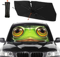 Socira Funny Frog Car Windshield Sunshade Umbrella Foldable Frog Eye Umbrella Sun Shade Windshield Cover Sunshade Frog Car Accessories Blocks Uv Rays Keeps Cool (57" X 30")