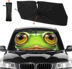 Socira Funny Frog Car Windshield Sunshade Umbrella Foldable Frog Eye Umbrella Sun Shade Windshield Cover Sunshade Frog Car Accessories Blocks Uv Rays Keeps Cool (57" X 30")