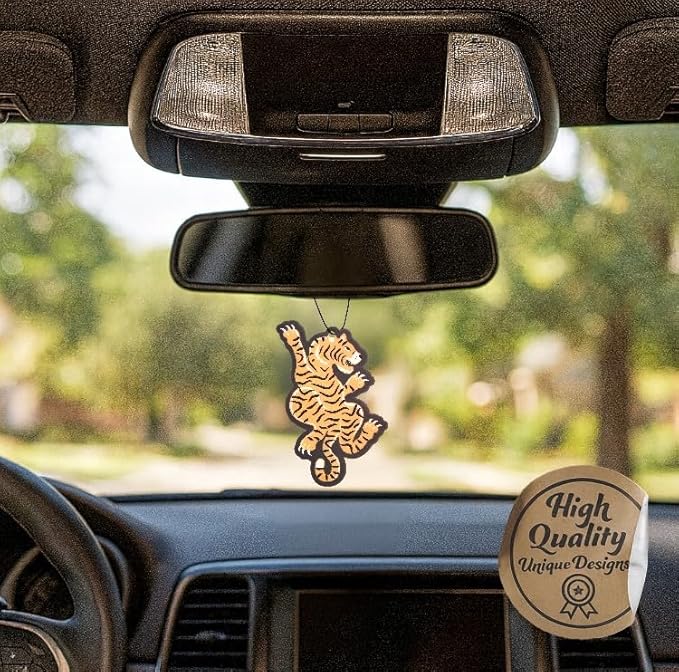 Fresh Fresheners Cute Funny Car Air Fresheners 4 Pack Scented With Premium Oils (Tiger)