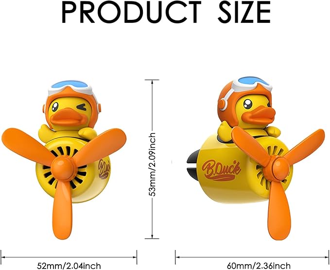 Pilot Yellow Duck Car Air Fresheners - Rotating Propeller Cartoon Automotive Diffuser with Creative Car Perfume Decoration