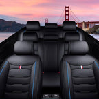 Car Seat Cover 8 Seats for Toyota Highlander 2001-2025, Waterproof Durable Premium Leather Car Seat Protector, Comfortable Anti-Slip Stylish Sport Seat Cover(8 Seats Standard,Black Blue)