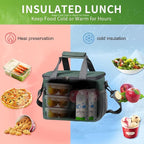 iknoe Insulated Lunch Bag, Foldable 8.5L Cooler Bag for Men & Women, Leakproof Thermal Design, Great for Office, Picnic, Travel, Lunch Box, Grayish green