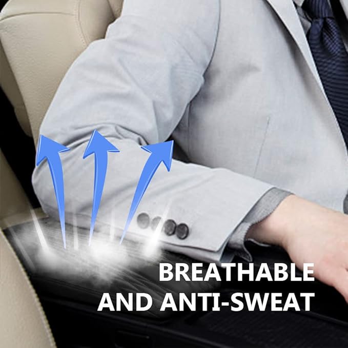 2025 Upgrade Universal Style Memory Cotton Car Armrest Box Pad,New Leather Car Armrest Box Pad Car Center Console Cover Pad,Vehicle Seat Box Cushion Protector for SUV Truck (Black, Wave Pattern)