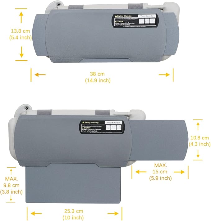Car Visor Sunshade Extender, Window Shade, Anti-Glare Sun Blocker for Driver or Front Seat Passenger,1 Piece (Gray)
