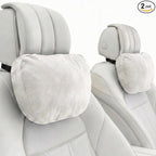 2PCS Car Pillow for Car Neck Pillow for Driving Seat Neck Support Soft Cushion Back Support Head-Rests for Vehicle Sleeping with Elastic Adjustment Strap (Beige, Head)