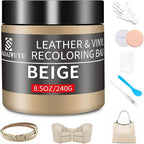 Leather Recoloring Balm,8.5oz Leather Color Restorer,Beige Leather Repair kit for Furniture and Car Interior,Leather Couch Scratch Repair,Leather Dye Paint for Faded,Cracked and Damaged Leather