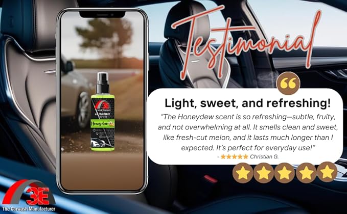 3E Car Air Freshener Concentrate – 64 oz – Professional Automotive Fragrance – Multiple Scents (Honeydew)