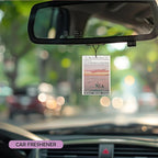 Retro Pink Beach Lavender Car Air Freshener 3, Meet Me at the Beach Guest Check Tickets Scents Air Freshener for Women Girls, Coastal Ocean Beachy Car Accessories Interior Mirror Decor Hanging