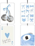 Blue Coquette Preppy Lavender Car Air Freshener 4 Pcs, Girly Bow Disco Ball Poker 8 Ball Air Freshener Hanging Decor for Cars Closet Drawer Books, Cute Accessories Gifts for Women Girls