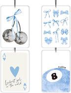 Blue Coquette Preppy Lavender Car Air Freshener 4 Pcs, Girly Bow Disco Ball Poker 8 Ball Air Freshener Hanging Decor for Cars Closet Drawer Books, Cute Accessories Gifts for Women Girls