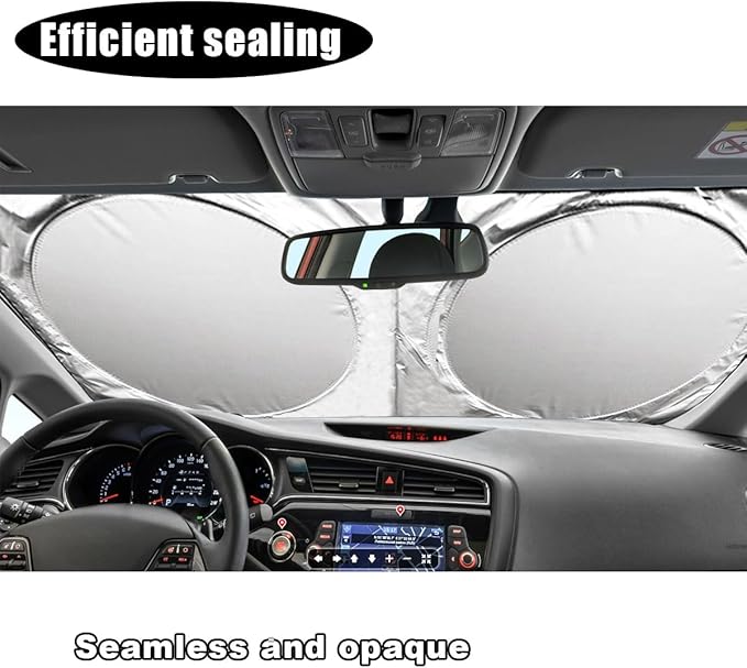 Car Windshield Sun Shade, Cool Reflective Sun Blocker, Foldable Car Front Window Covers, Sun Protection Automotive Glass Shade for Comfortable Driving for Universal Car SUV Truck (64.96 x 35.43'')