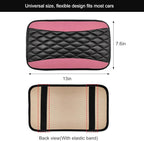 Car Center Console Cushion Pad, 12.6 × 7.48 Inches Waterproof Car Armrest Seat Box Cover, PU Leather Armrest Cover Protector for Most Vehicle, Universal Car Interior Accessories (Pink)