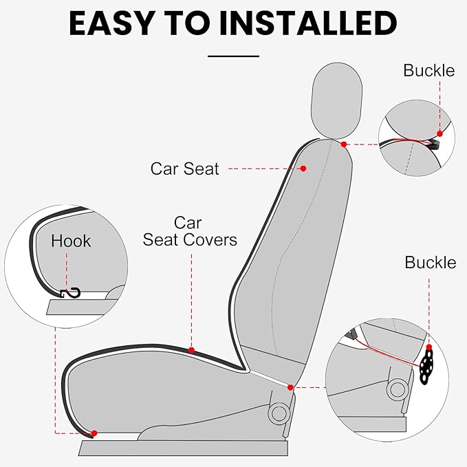 surpassme Comfortable Car Seat Covers Universal Front Seat Covers for Car Accessories, Padded Car Interior Covers for Automotive, SUV, Truck, and Van(Black)