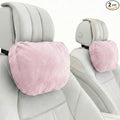 2PCS Car Pillow for Car Neck Pillow for Driving Seat Neck Support Soft Cushion Back Support Head-Rests for Vehicle Sleeping with Elastic Adjustment Strap (Light Pink, Head)