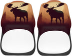 Delerain Car Seat Covers Set 2Pcs, Fall Sunset Wild Moose Universal Front Car Seats Vehicle Enterior Protector Suitable Fits Most Car Auto SUV Sedan Truck