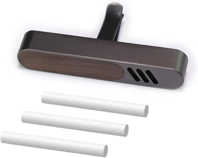 Luxury Car Air Freshener Vent Clip – Premium Wood & Metal Diffuser in Multiple Colors & Scent Kits – Reusable, Unisex for Men & Women (Premium Dark Grey, Pure Neutral Trio)
