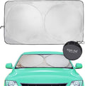 Windshield Sun Shade - Certified 99.87% UVB & 99.02% UVA Protection Car Sun Shade. Award Winning Sunshade for Car Windshield with Patented Technology. Size L 63"x35" Car Window Shades by Kinder Fluff