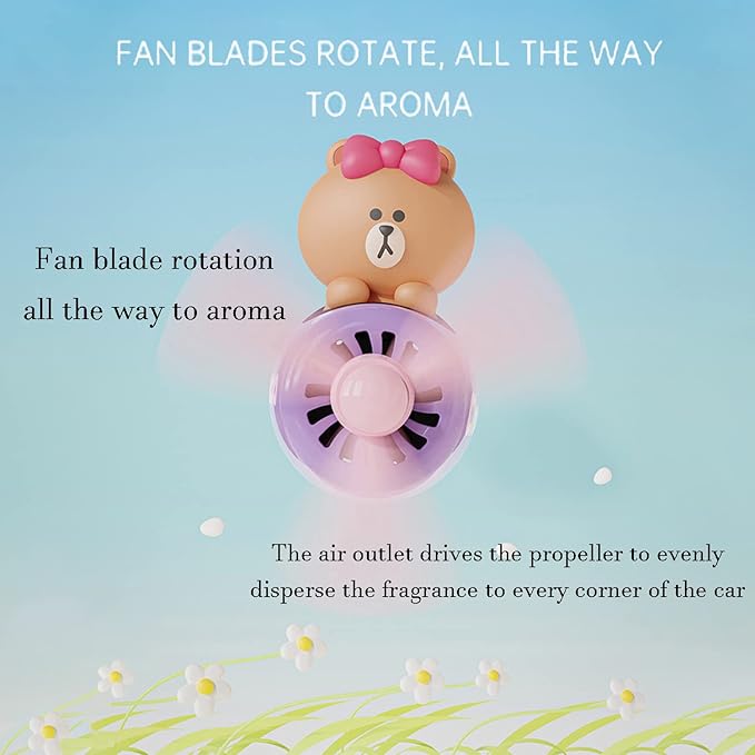 Car Fragrance Diffuser Pilot car air Outlet Fragrance Diffuser Cartoon Rotating Fan Leaf car Perfume Cute Cartoon Shape car Perfume air freshener with 2 fragrances