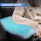 Auto Center Console Cover Pad, 11.81"x 7.87" Warm & Furry Winter Car Armrest Cover, Soft Faux Sheepskin Wool Car Armrest Seat Box Protector Cushion, Universal Interior Accessory (Blue)
