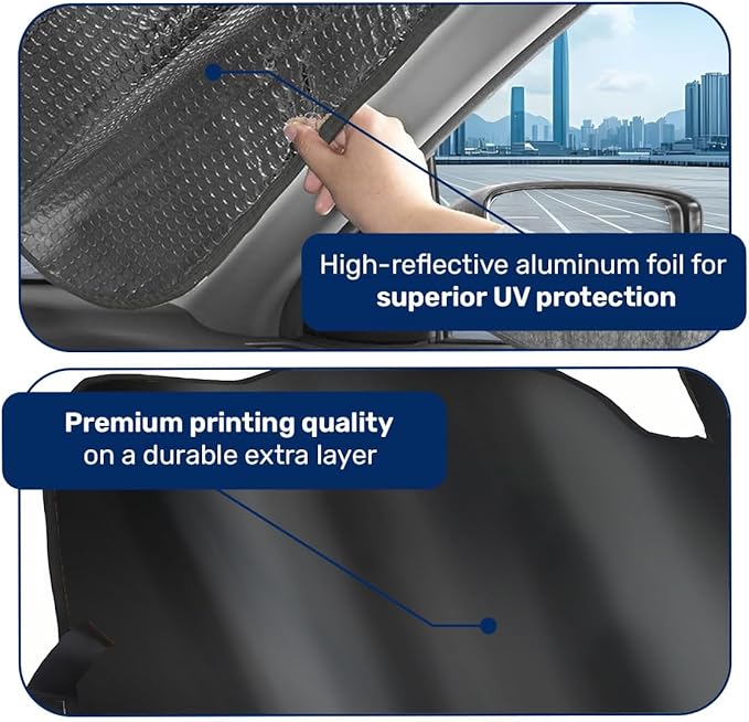 GENANY Black Windshield Sun Shade for Car SUV Truck (69x35 Inches), Sun Shade Windshield, Shades for Front Windows, Protector Blocks UV, Car Decor
