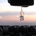 5PCS Hanging Car Air Freshener, Auto Interior Decoration 8 ml Oil Diffuser Perfume Aromatherapy Pendant Empty Glass Bottle, Fragrance Ornament with Vent Clip Wooden Cap and Rope (5, Rhombic)