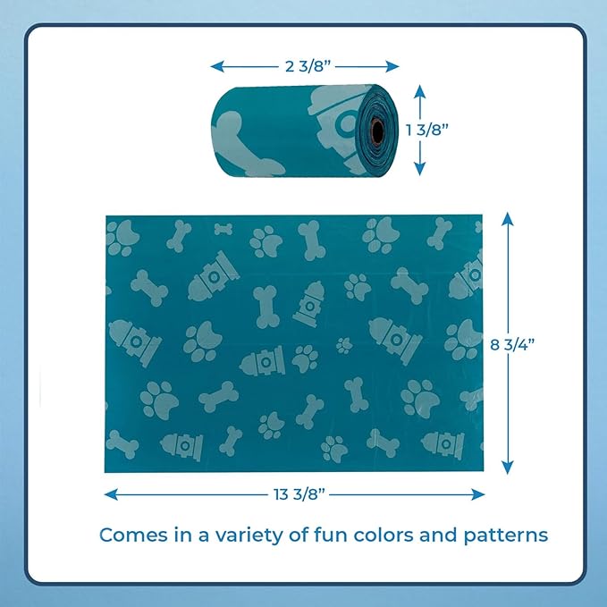 Best Pet Supplies Dog Poop Bags (150 Bags) for Waste Refuse Cleanup, Doggy Roll Replacements for Outdoor Puppy Walking and Travel, Leak Proof and Tear Resistant, Thick Plastic - Turquoise