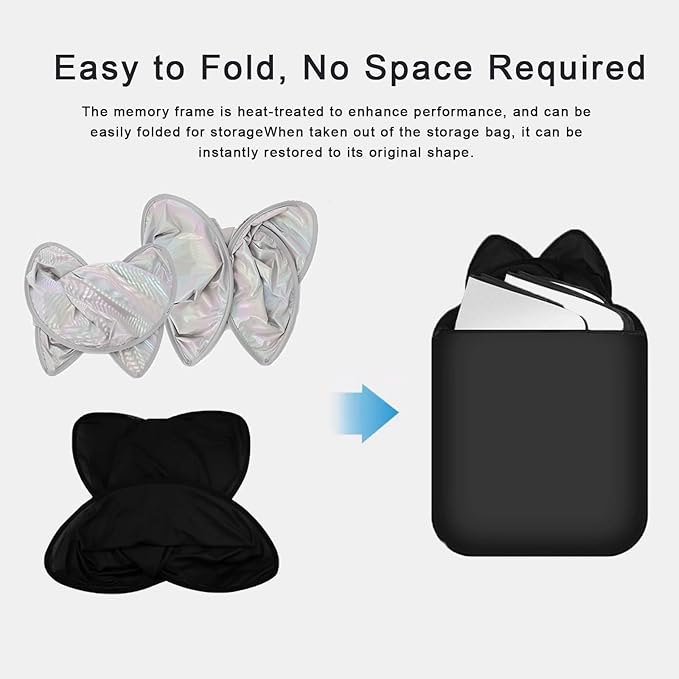 Sunshade Roof Compatible with Volvo C40 2021-2023, Heat Insulation Sunroof Shade, Foldable Glass Roof Shade with Storage Bag, Black