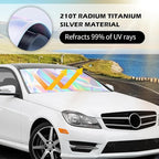 55.12 * 27.56" Windshield Sun Shade Foldable,Upgraded 210T Radium Titanium Silver Car Windshield Cover with Storage Pouch for Automotive Interior Protection,Universal Car Sun Shade (55.12*27.56 inch)