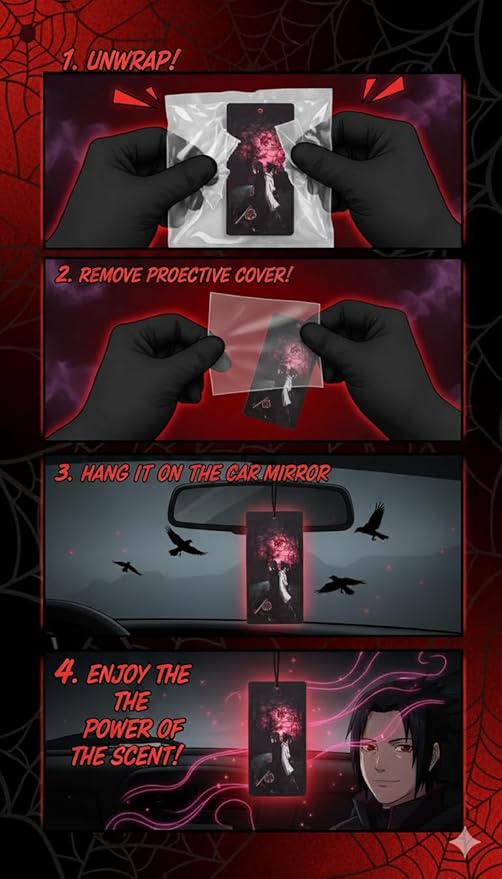 PumpCar 2 pieces Uchiha Itachi Sasuke double-sided hanging Japanese anime vanilla car air freshener Cool anime hanging air fresheners for rearview mirror Car Interior Accessories Household gifts